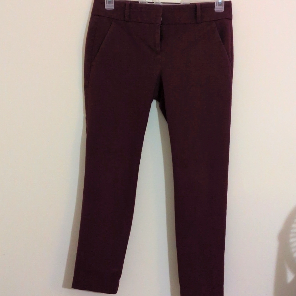 Loft Burgendy Pants Marisa Skinny 4 Pockets Very Good Condition Size 4.